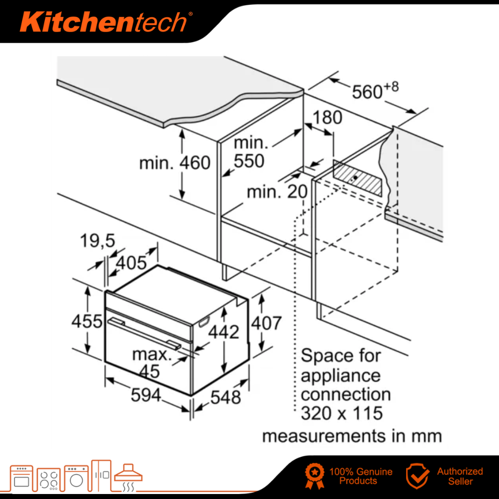 Bosch CMG633BS1B Serie 8 45L Builtin Compact Oven with Microwave
